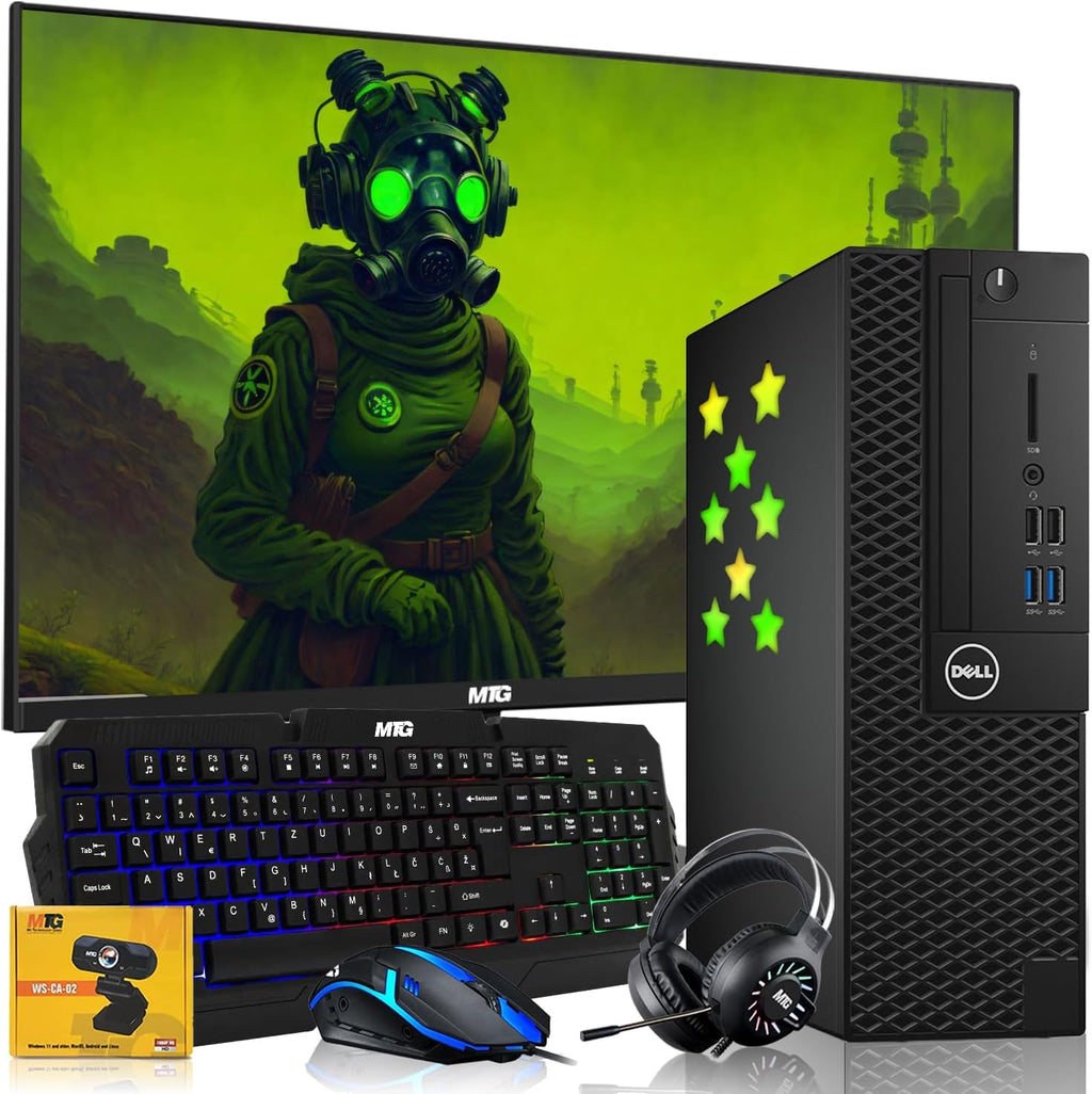 Dell Desktop PC Gaming Bundle - Core i7, 16GB RAM, 1TB SSD, 27-inch Monitor, GT 1030, RGB Keyboard with AI-Enhanced Copilot Key and Mouse, RGB Headphone, Webcam, Wi-Fi, Win 11 Pro (Renewed)