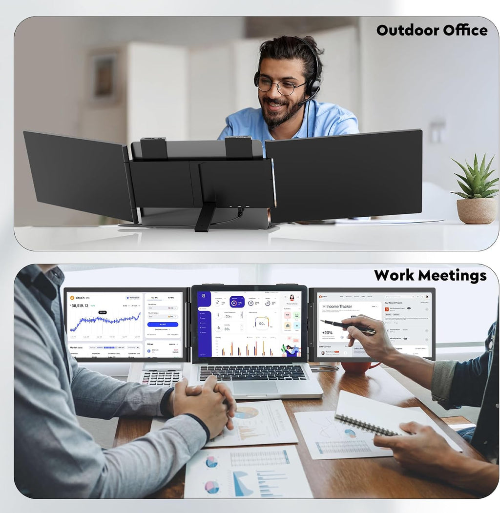 HONGO Laptop Screen Extender -Portable Monitor with Dual Screen 14' -Laptop Monitor Extender Compatible with Windows Mac for Travel Work Fits 14'-16' Laptops