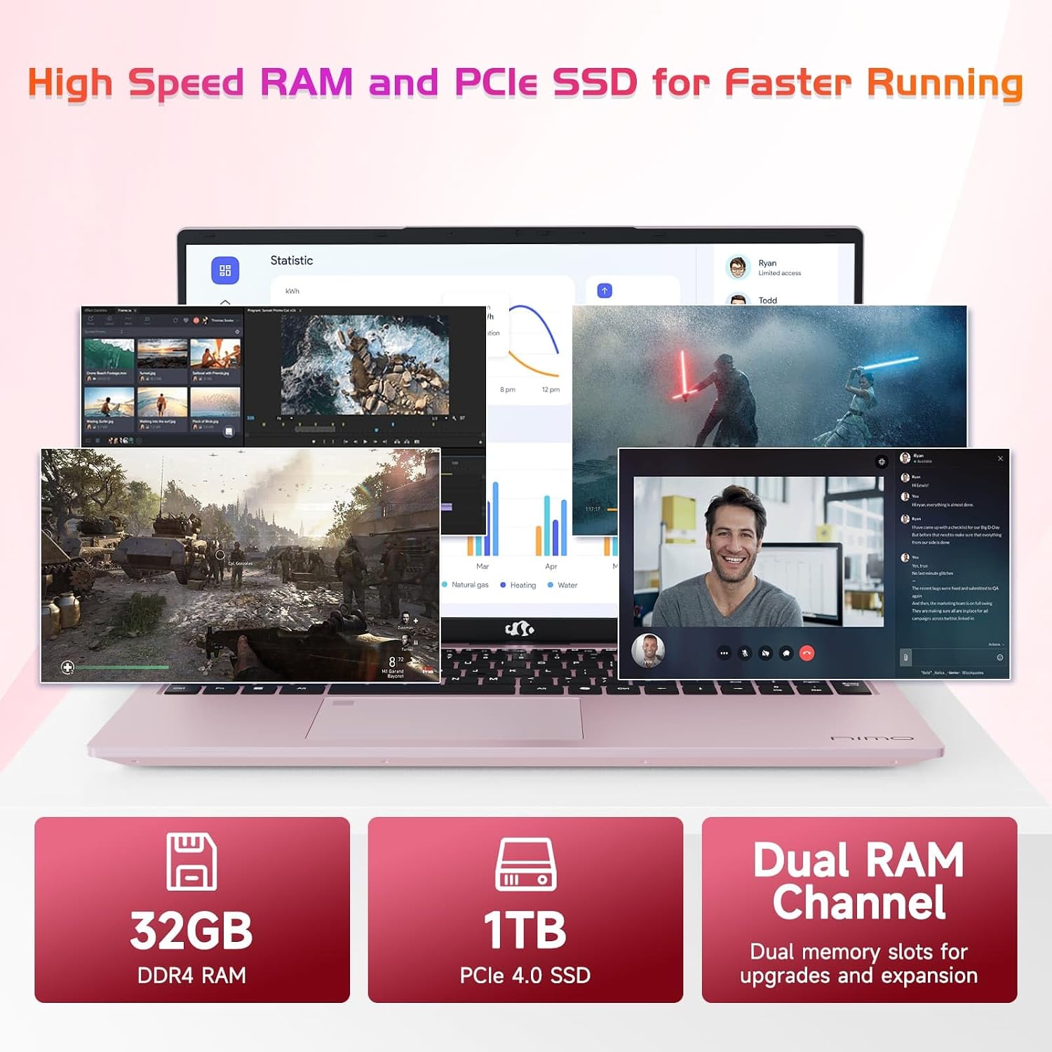 NIMO 17.3' IPS FHD-Business-Laptop, Intel 6 Core i3-1215U 32GB RAM 1TB SSD (Beat i5-1135G7 Up to 4.4GHz) Computer with 65W Type C Fingerprint Backlit Keyboard Wi-Fi 6 Numpad Win 11