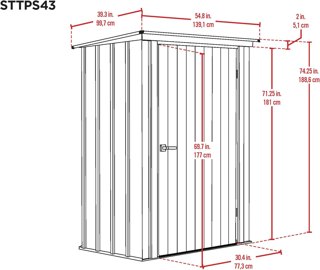 Scotts 4' x 3' x 6' Garden Storage Cabinet, Compact Outdoor Lockable Metal Shed Kit for Backyard, Patio, and Lawn