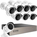 ZOSI 8CH Security Camera System, 8pcs 1080P Full HD Weatherproof Indoor Outdoor CCTV Wired Cameras, Human Vehicle Detection, Night Vision, 8 Channel Surveillance DVR System, NO Hard Drive