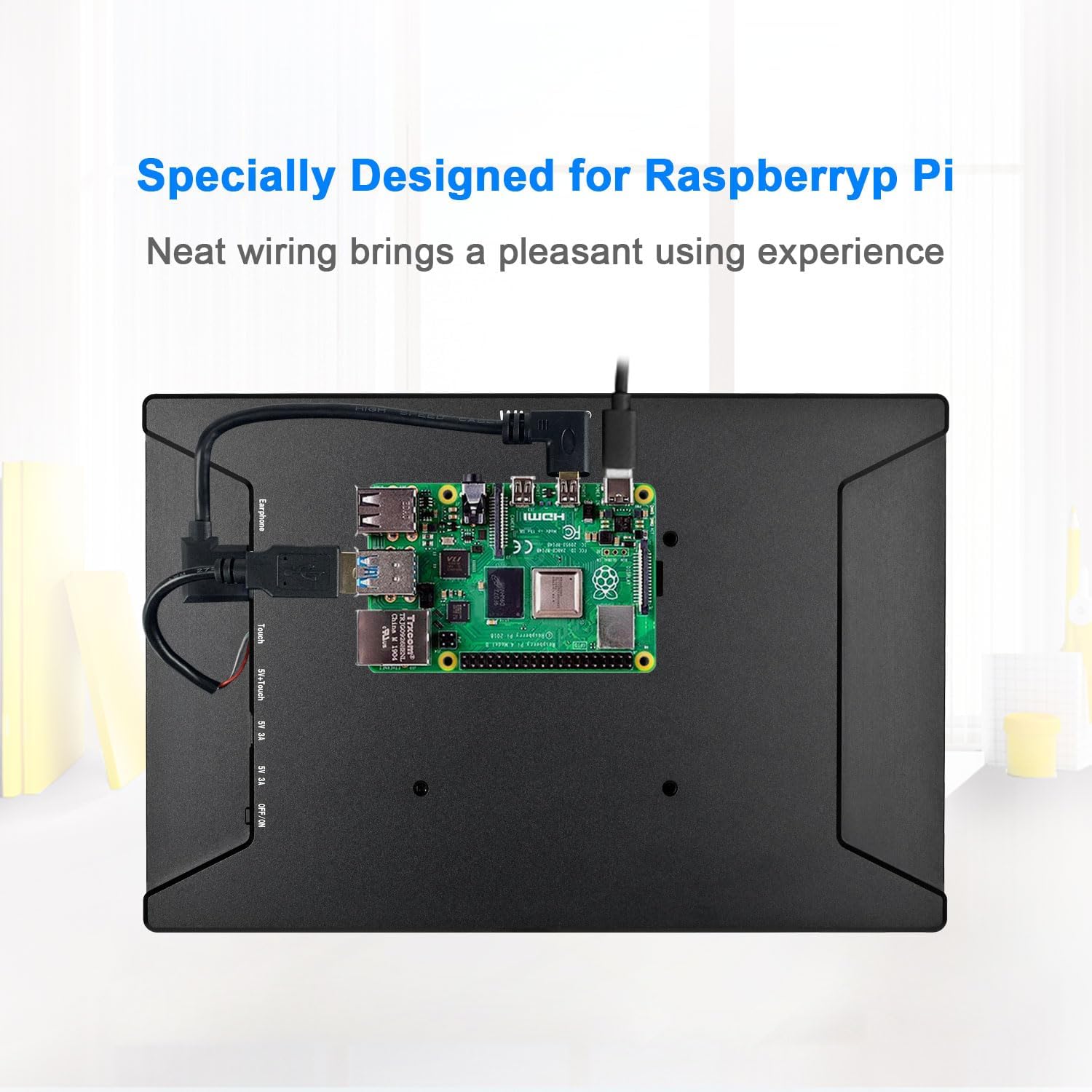 wisecoco 10.5 Inch Touchscreen Monitor for Raspberry Pi 2560×1600 2K OLED Display for RPi 5/4B/3B CM3+/4 HDMI Port Supports Jetson Nano/Windows