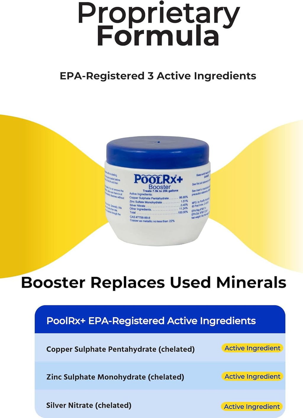 Pool RX 332004 4-Pack PoolRx+ Booster Blue Swimming Pool Algaecide, 4 Pack