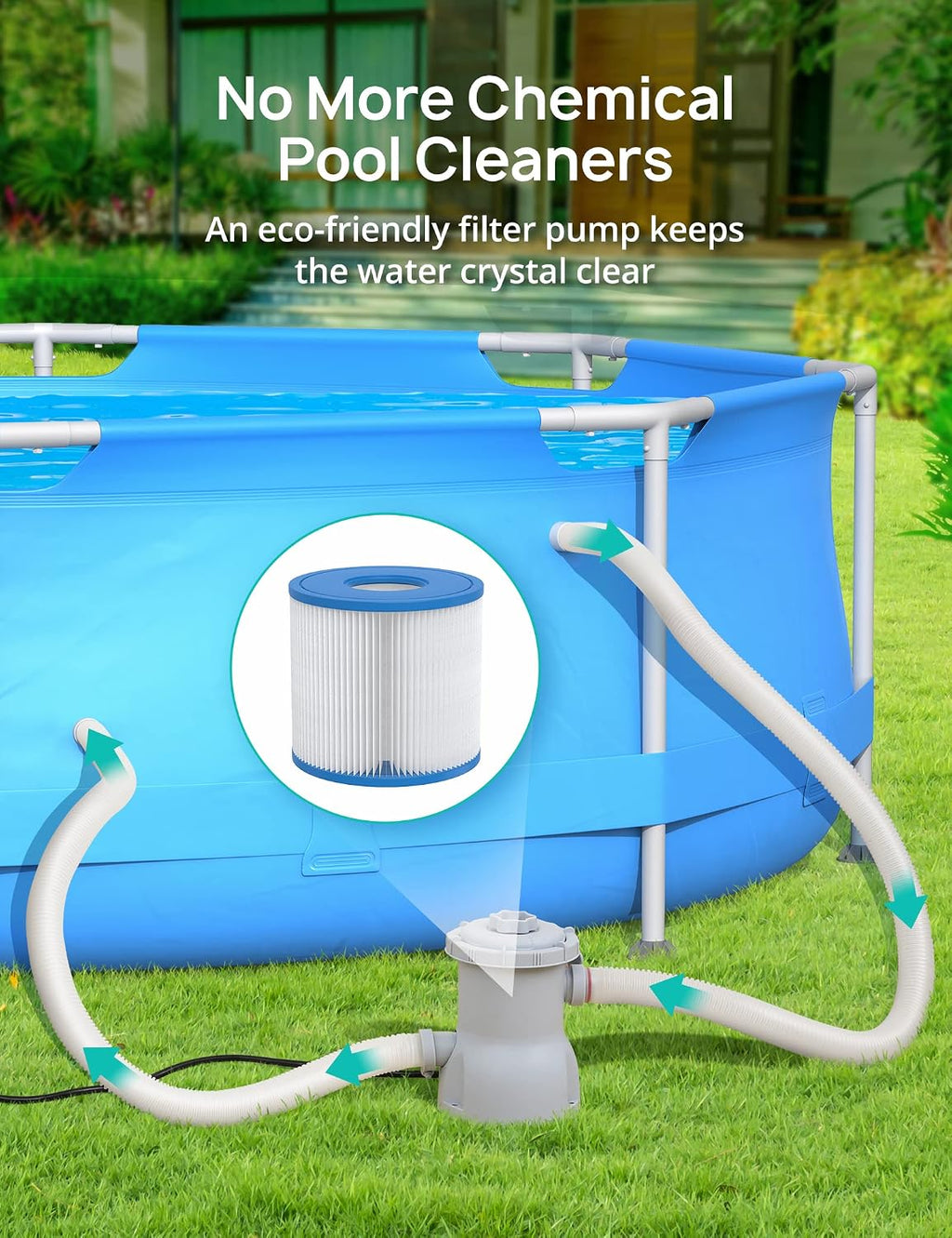 Evajoy 10 ft x 30 Inch Outdoor Metal Frame Above Ground Round Swimming Pool with Easy Set-Up, Pool Only