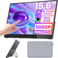 Upperizon Portable Monitor 15.6 inch FHD 90% sRGB 60Hz HDR HDMI USB-C Travel Monitor for Laptop MacBook PC Surface PS5 Xbox, External Display with Kickstand & Speakers, VESA Compatible