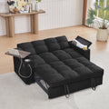 Auvsoce 65'' Convertible Sleeper Sofa Bed with Adjustable Backrest, Chaise Lounge, Side Table & USB/Type-C Ports – Stylish & Functional Addition to Any Living Room (Black)