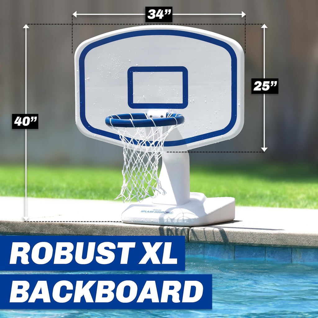 GoSports Splash Hoop PRO - Choose Your Color - Swimming Pool Basketball Game, Includes Poolside Water Basketball Hoop, 2 Balls and Pump
