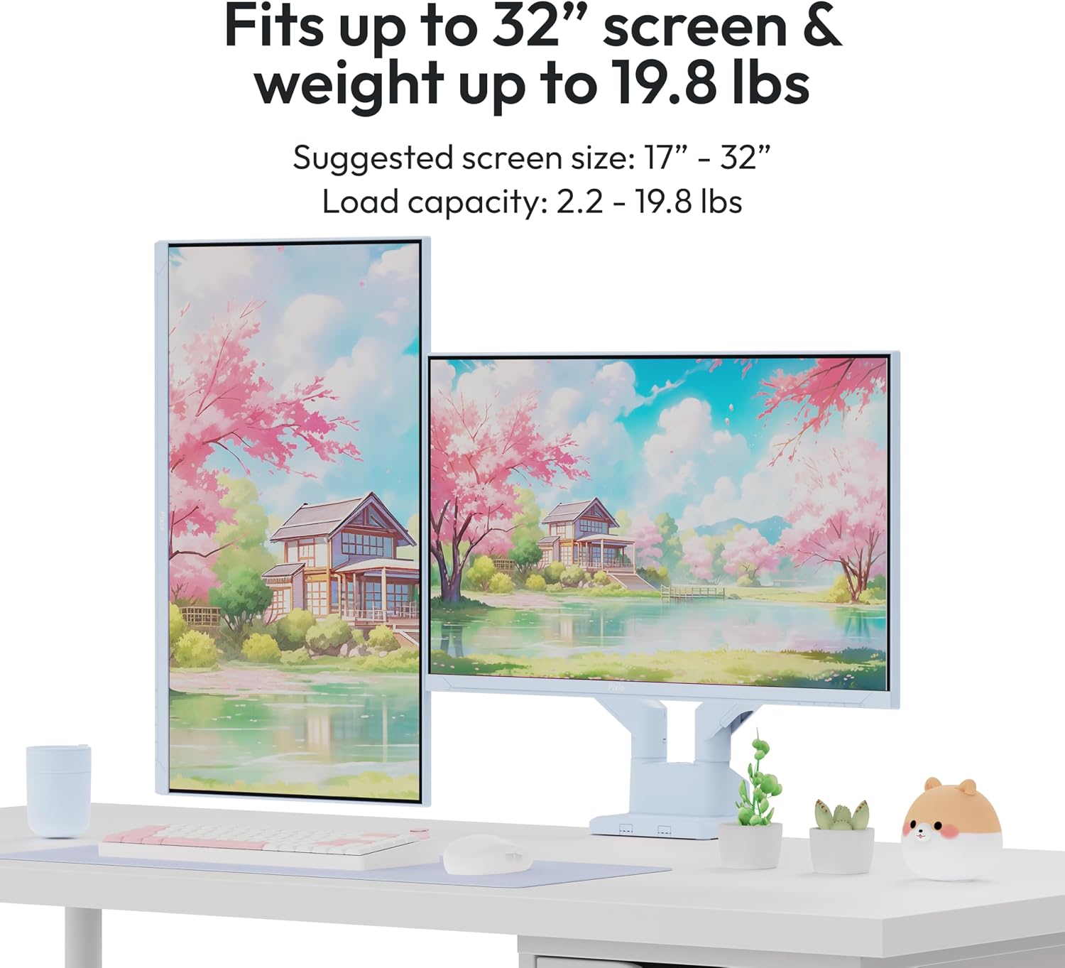 Pixio Two PX279 Wave Blue 27 inch 240Hz Refresh Rate FHD 1080p Resolution Fast IPS Panel 1ms GTG Resonse Time Gaming Monitor and PS1D Wave Blue Dual Monitor Arm - Fits up to 32 inches and 19.8lbs