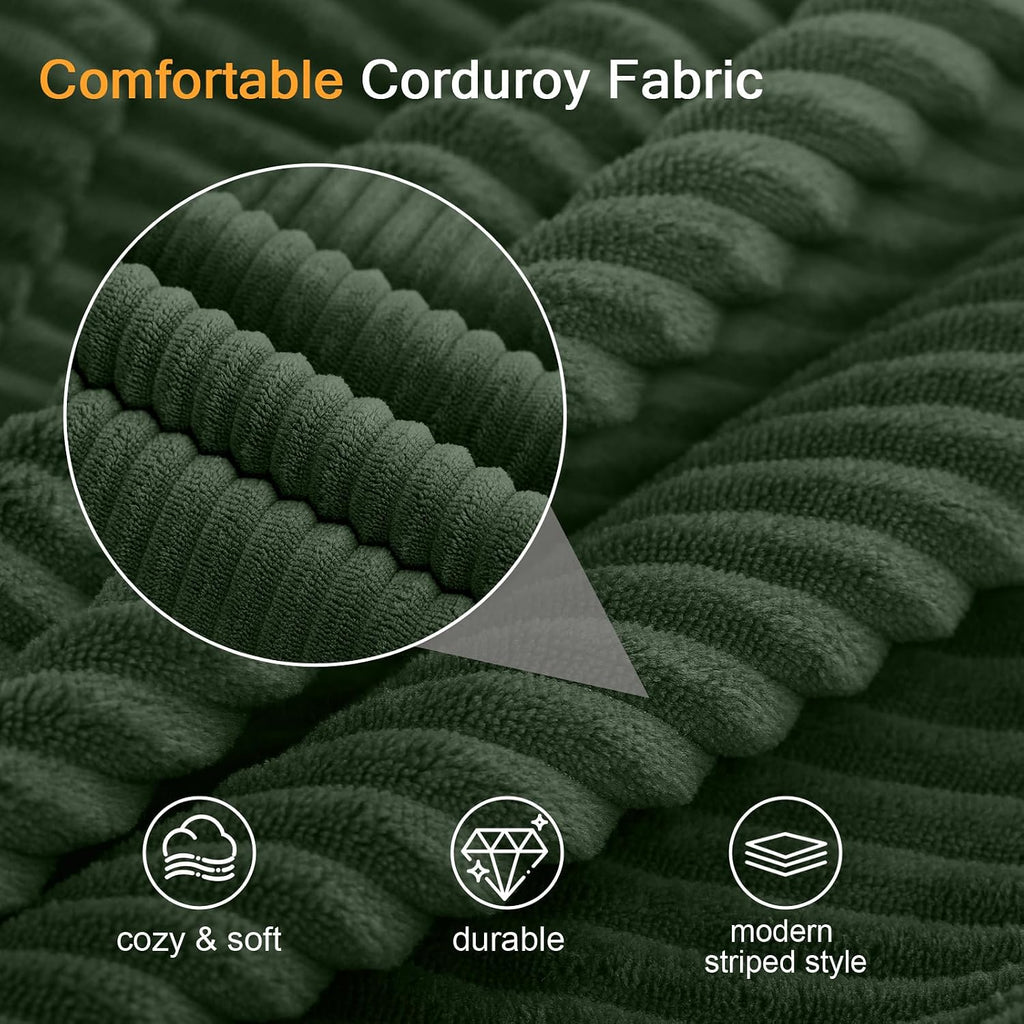 COMAX Convertible Sofa Bed Queen, Folding Fold Out Couch Bed, Floor Futon Couch Corduroy Sleeper Mattress with Back Pillows, Boneless Sofa Comfy Lounge Loveseat for Living Room Bedroom, Green