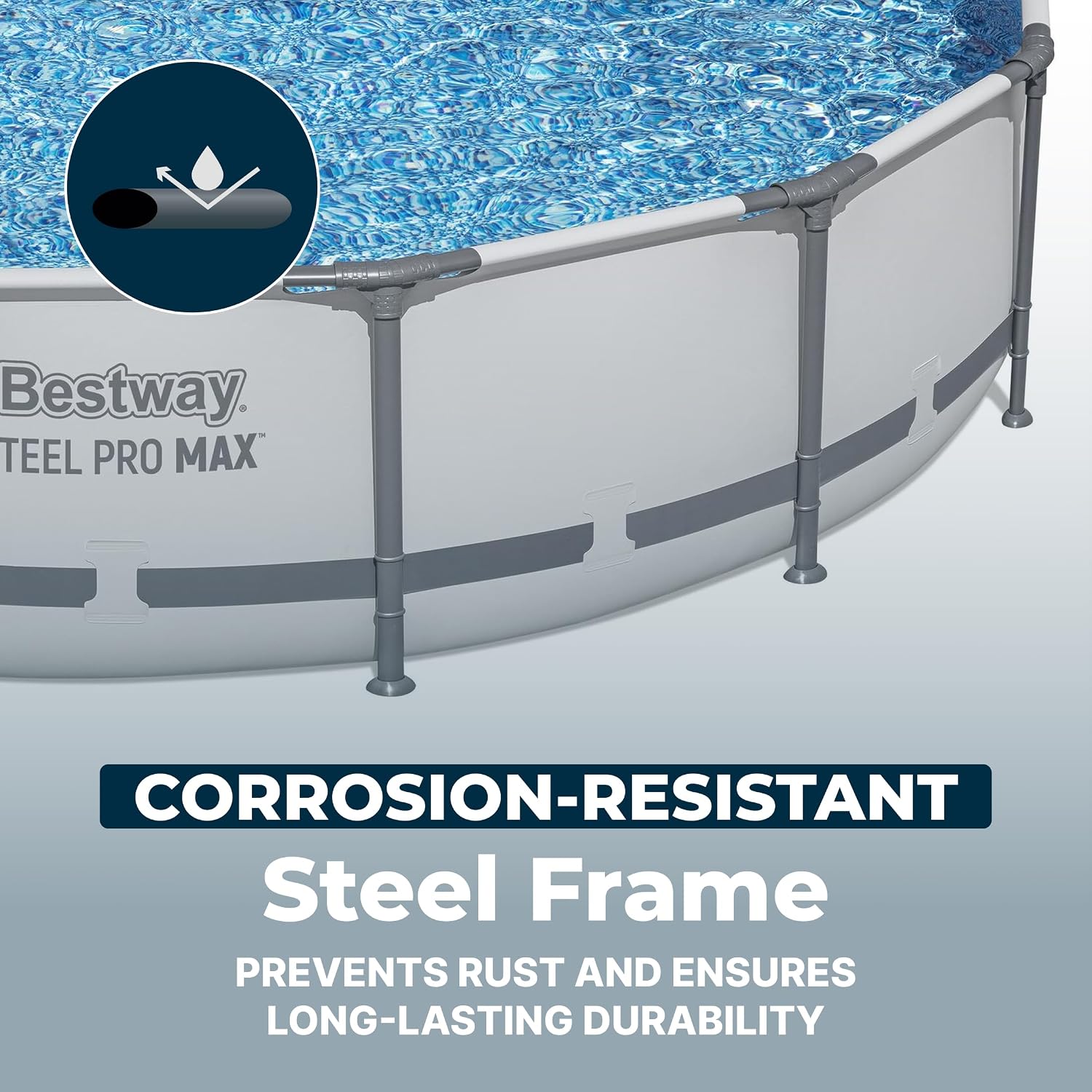 Bestway Steel Pro MAX 14' x 33' Round Above Ground Swimming Pool Set, 530 GPH Filter Pump, Tritech Puncture Resistant Liner, ClickConnect Steel Frame, Gray