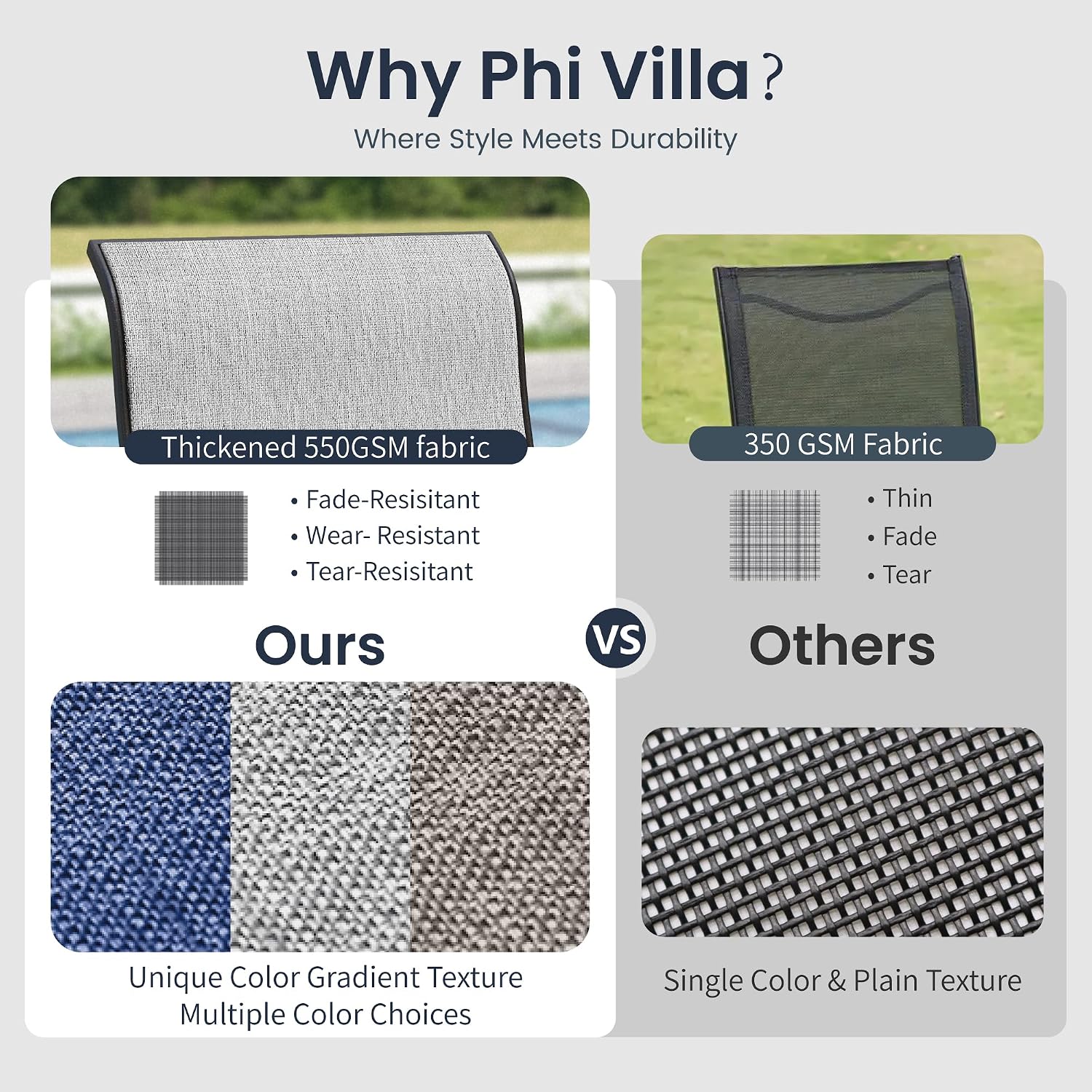 PHI VILLA 5 PCS Patio Dining Set with Outdoor Swivel Dining Chairs (Gray) and 37'x 37' Metal Steel Dining Table, All Weather Patio Dining Furniture Set for Poolside Deck Lawn Garden