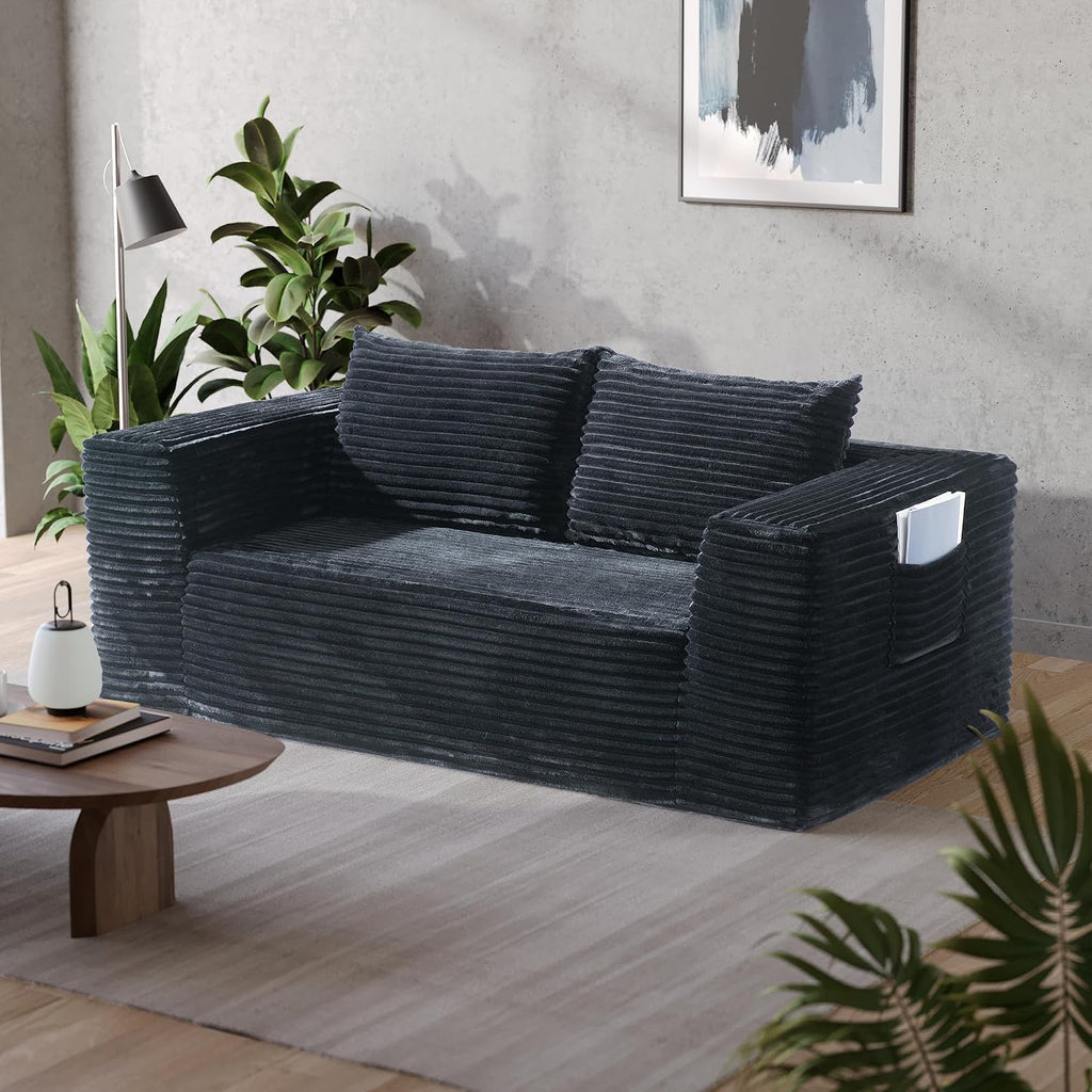 TeQsli Loveseat Sofa, 71' Foam Sofa in a Box, Plush Corduroy Deep Seat Couch, No Assembly Needed, Modern Sofa for Compact Living Rooms, Apartments, and Offices