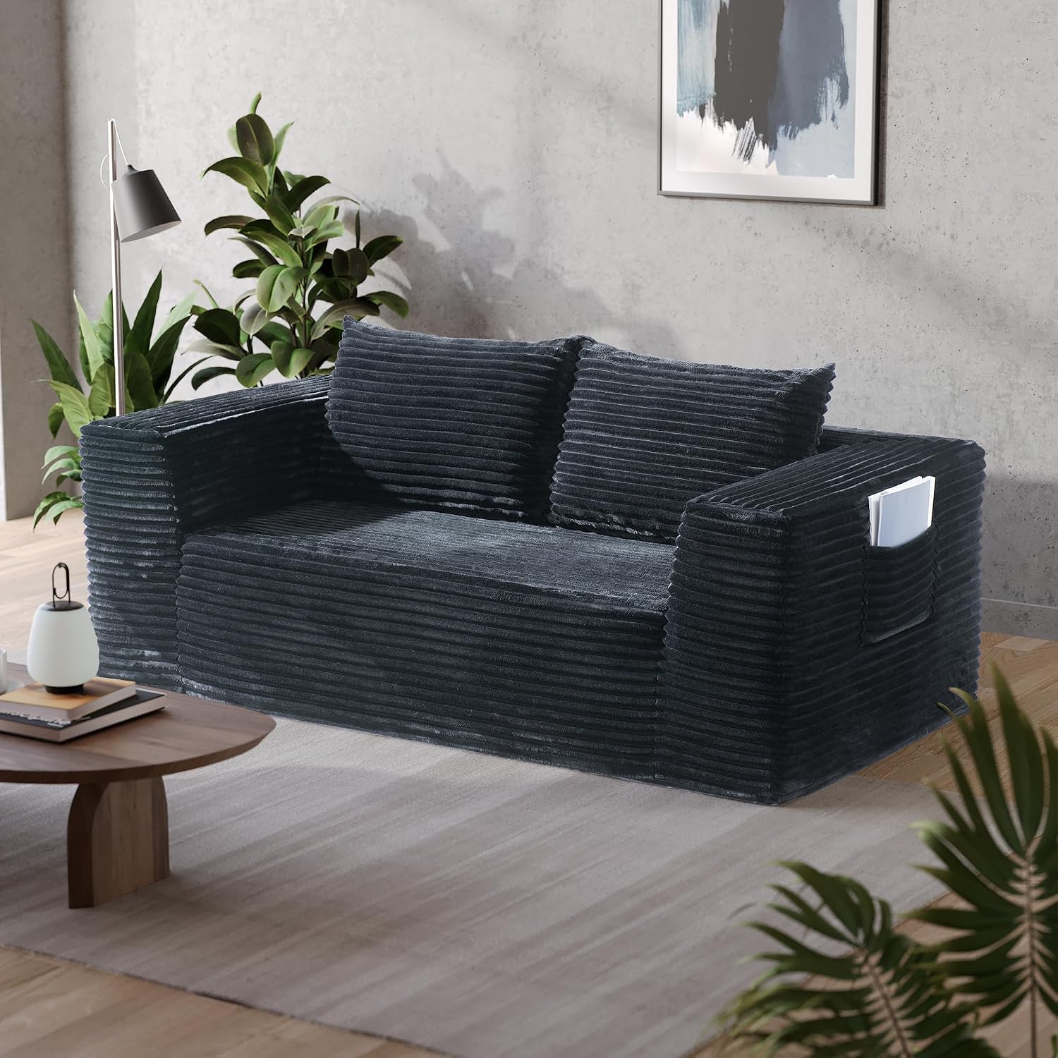 TeQsli Loveseat Sofa, 71' Foam Sofa in a Box, Plush Corduroy Deep Seat Couch, No Assembly Needed, Modern Sofa for Compact Living Rooms, Apartments, and Offices