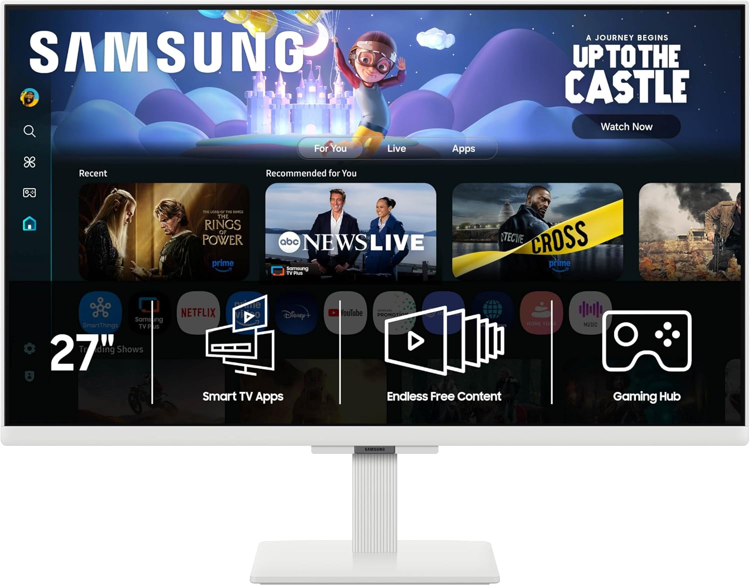 Samsung 27-Inch M5 (M50F) Series FHD Smart Monitor with Streaming TV, Speakers, HDR10, Gaming Hub, Multiple Ports, Workout Tracker, White, LS27FM503ENXZA (Renewed)