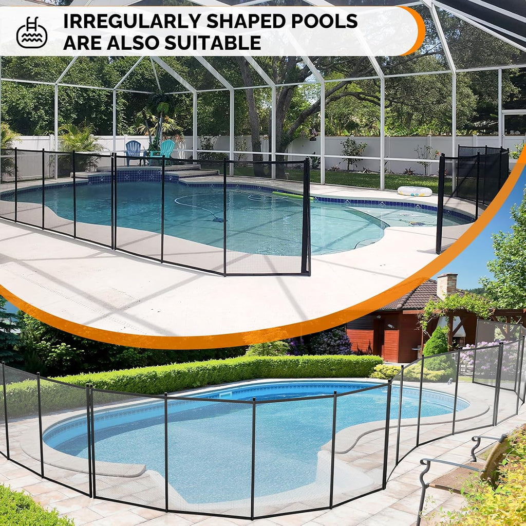 VINGLI Pool Fence 4Ft x 72Ft Swimming Pool Fence in Ground Pool Safety Fencing, Black