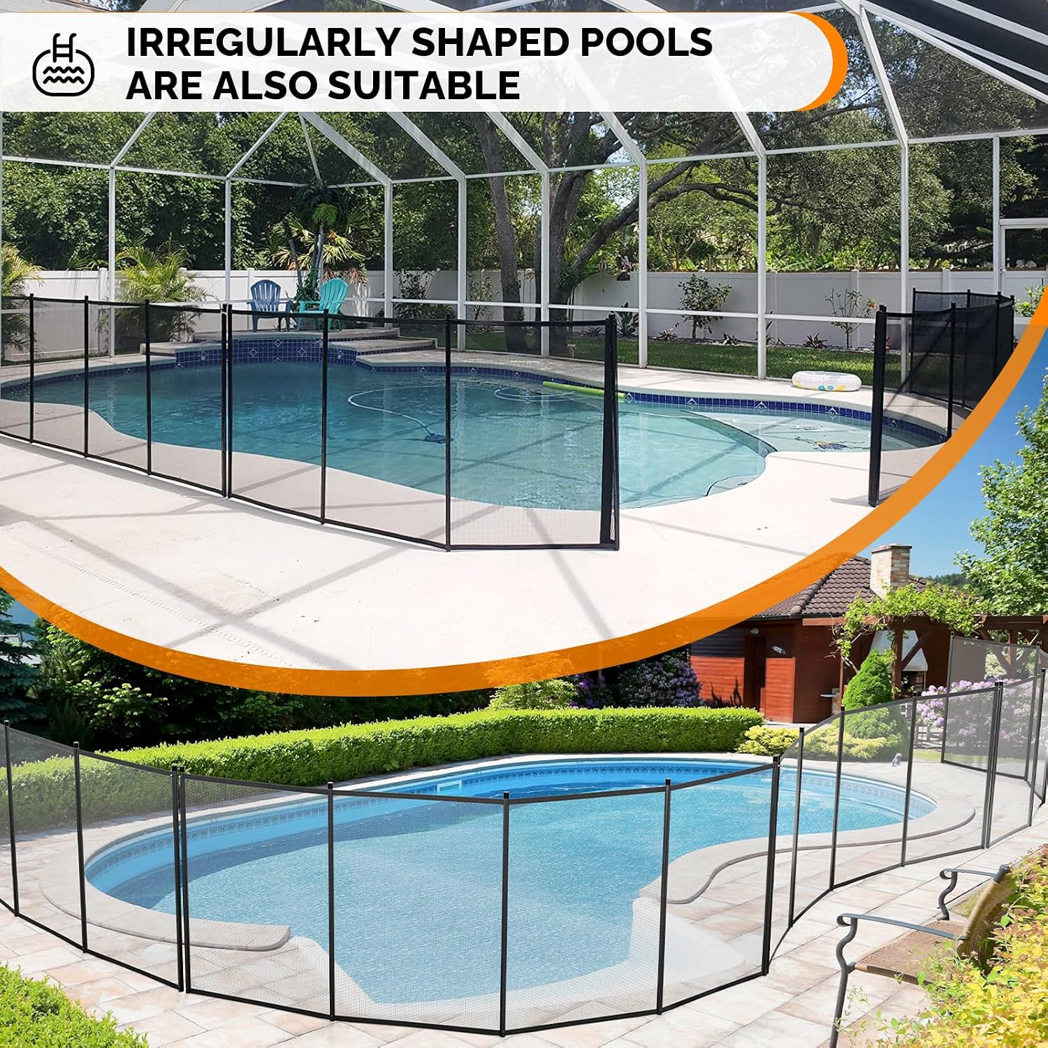 VINGLI Pool Fence 4Ft x 72Ft Swimming Pool Fence in Ground Pool Safety Fencing, Black