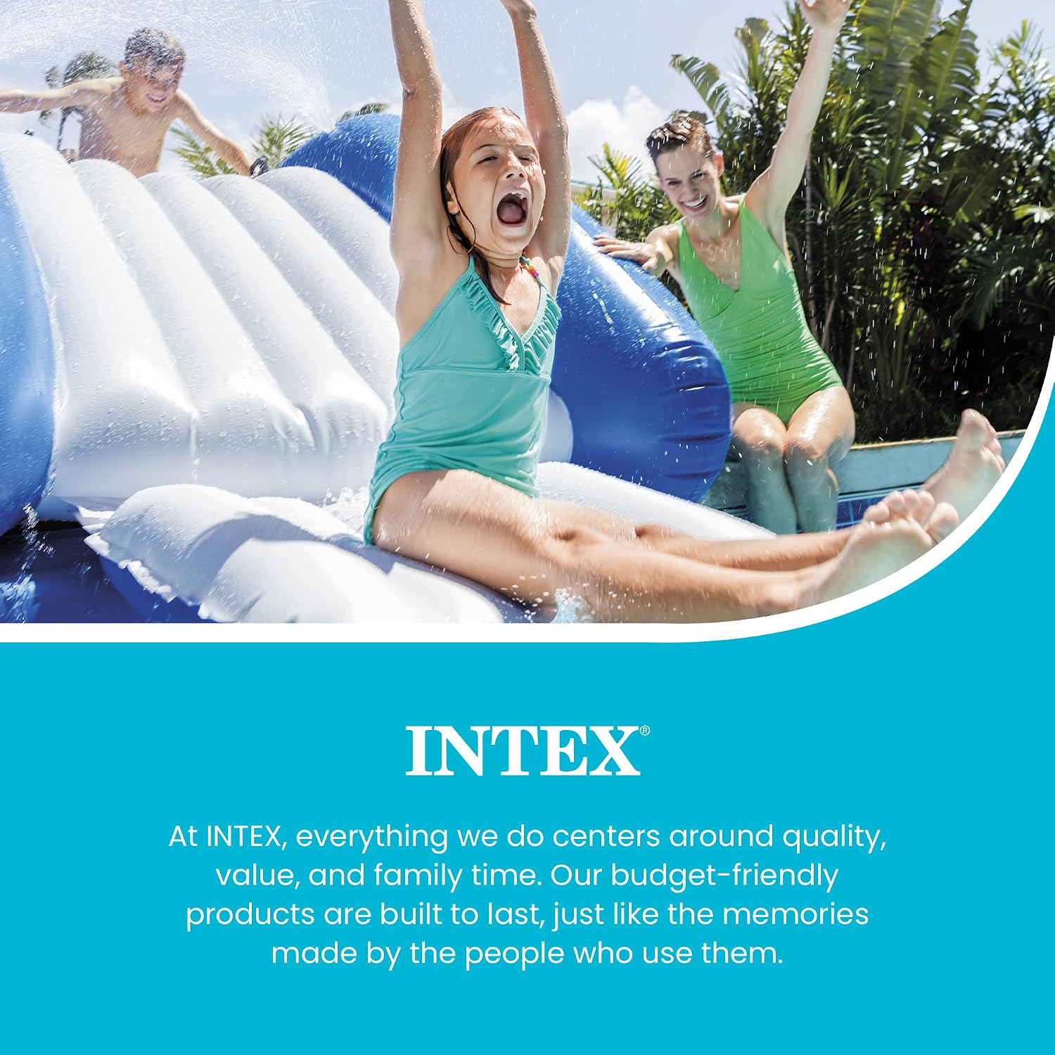 Intex Kool Splash Inflatable Water Slide Swimming Pool Play Center with Built in Sprayers for Kids and Adults, Ages 6 and Up, Blue