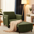 ZZW Sleeper Chair 84' Extra Long Convertible Chair Bed Upgraded 3-in-1 to 4-in-1 Pull Out Chair & Single Sofa Bed for Adult Sleeping Chair for Living Room Small Space (Modern Green)