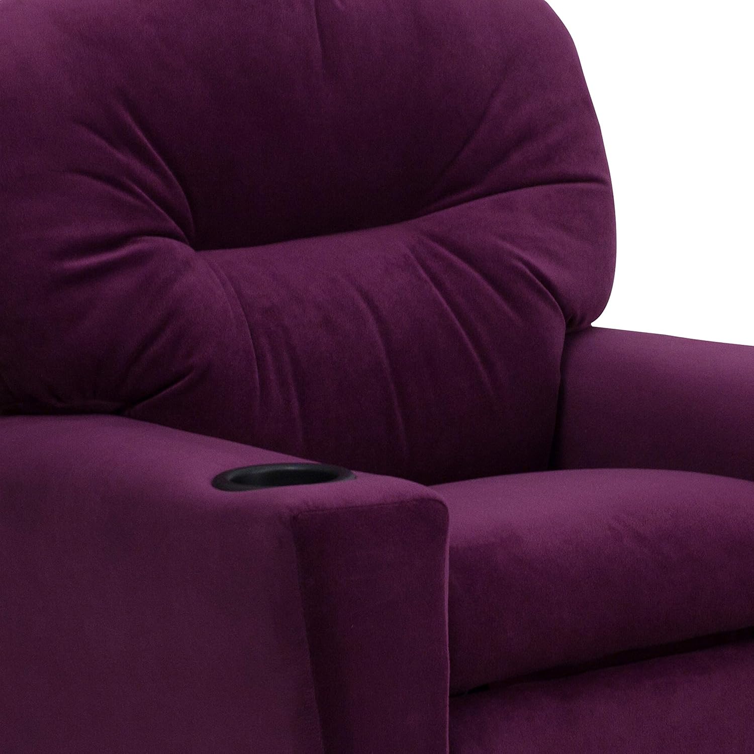 Flash Furniture Chandler Microfiber Kids Recliner with Cup Holder and Safety Recline, Contemporary Reclining Chair for Kids, Supports up to 90 lbs., Purple