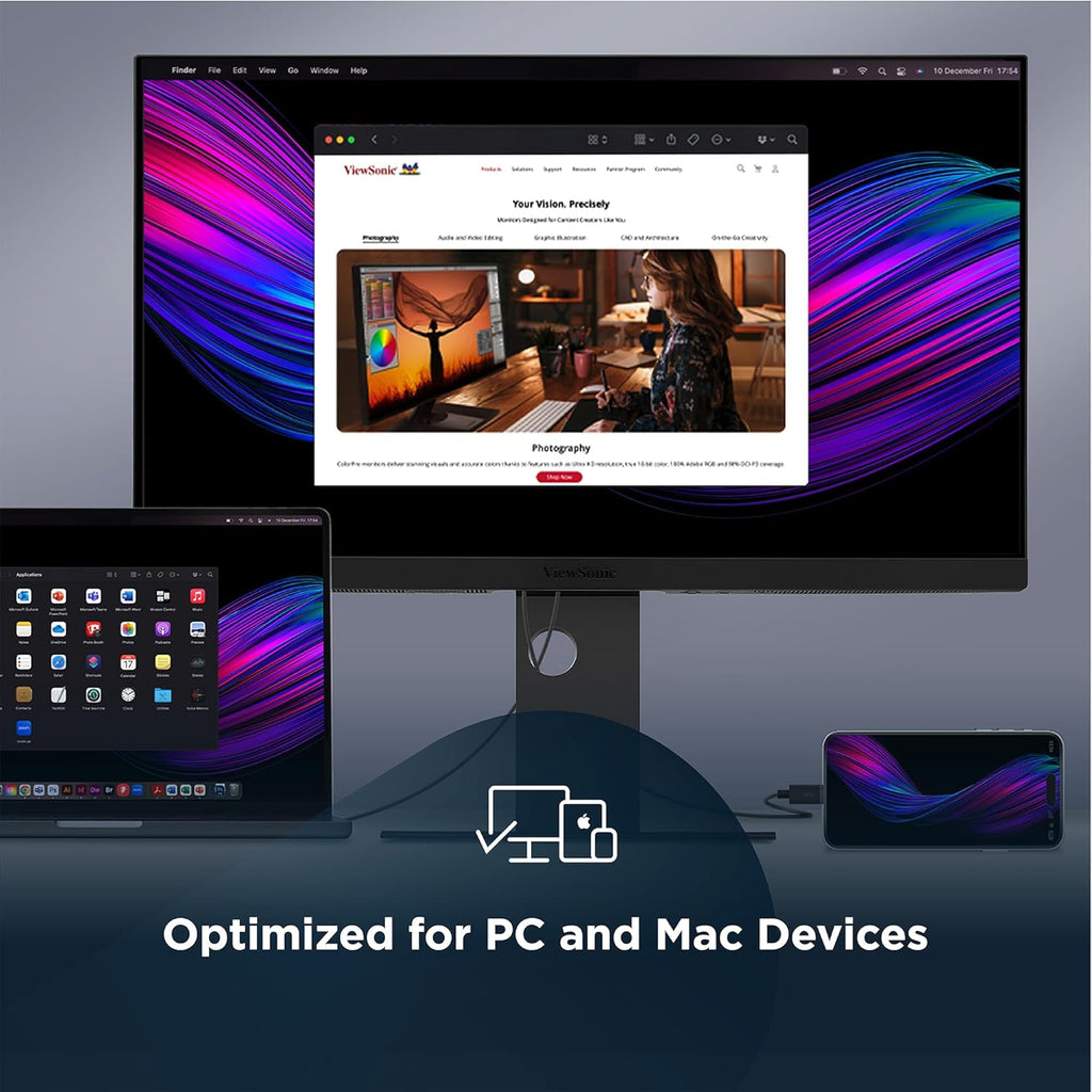 ViewSonic VP2788-5K 27 Inch 5K Mac-Ready Monitor, IPS with 100% sRGB, 99% DCI-P3 and Pantone Validated for Mac Studio Desktop Setups, Advanced Ergonomics, Thunderbolt 4, USB, HDMI, and DisplayPort