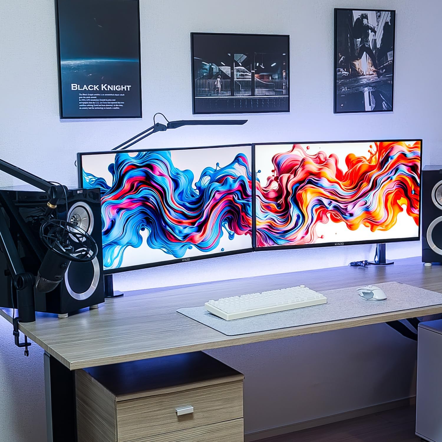 Kado Dual Gaming Monitor Setup - 2-Pack 24.5' 165Hz 1ms 1920x1080 Flat Screen, AMD FreeSync Premium, Panoramic Gaming Multi-View Split Screen Streaming, VESA Mount HDMI DisplayPort Built-in Speakers