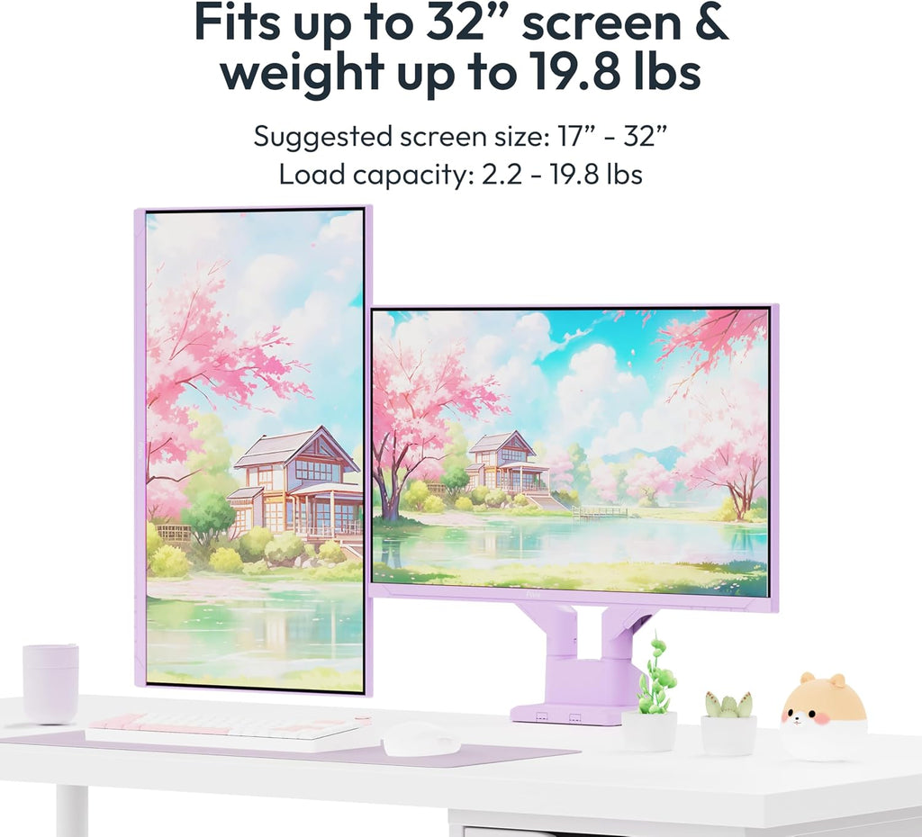 Pixio Two PX278 Wave Purple 27 inch 180Hz Refresh Rate FHD 1440p Resolution Fast IPS Panel 1ms GTG Response Time Gaming Monitor and PS1D Wave Purple Dual Monitor Arm