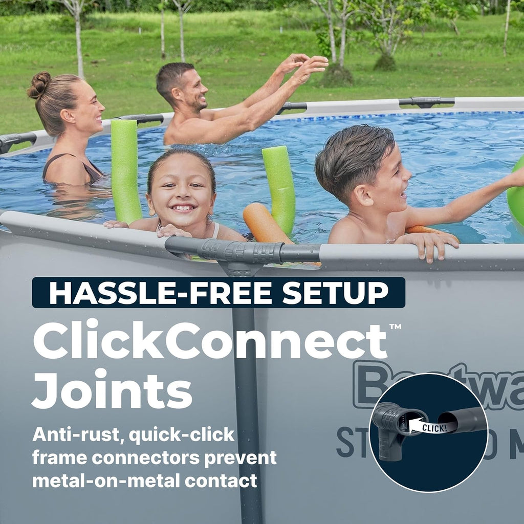 Bestway Steel Pro MAX 14' x 48' Above Ground Pool, Round Metal Frame Outdoor Swimming Pool Set with Filter Pump, Ladder, and Cover, Gray