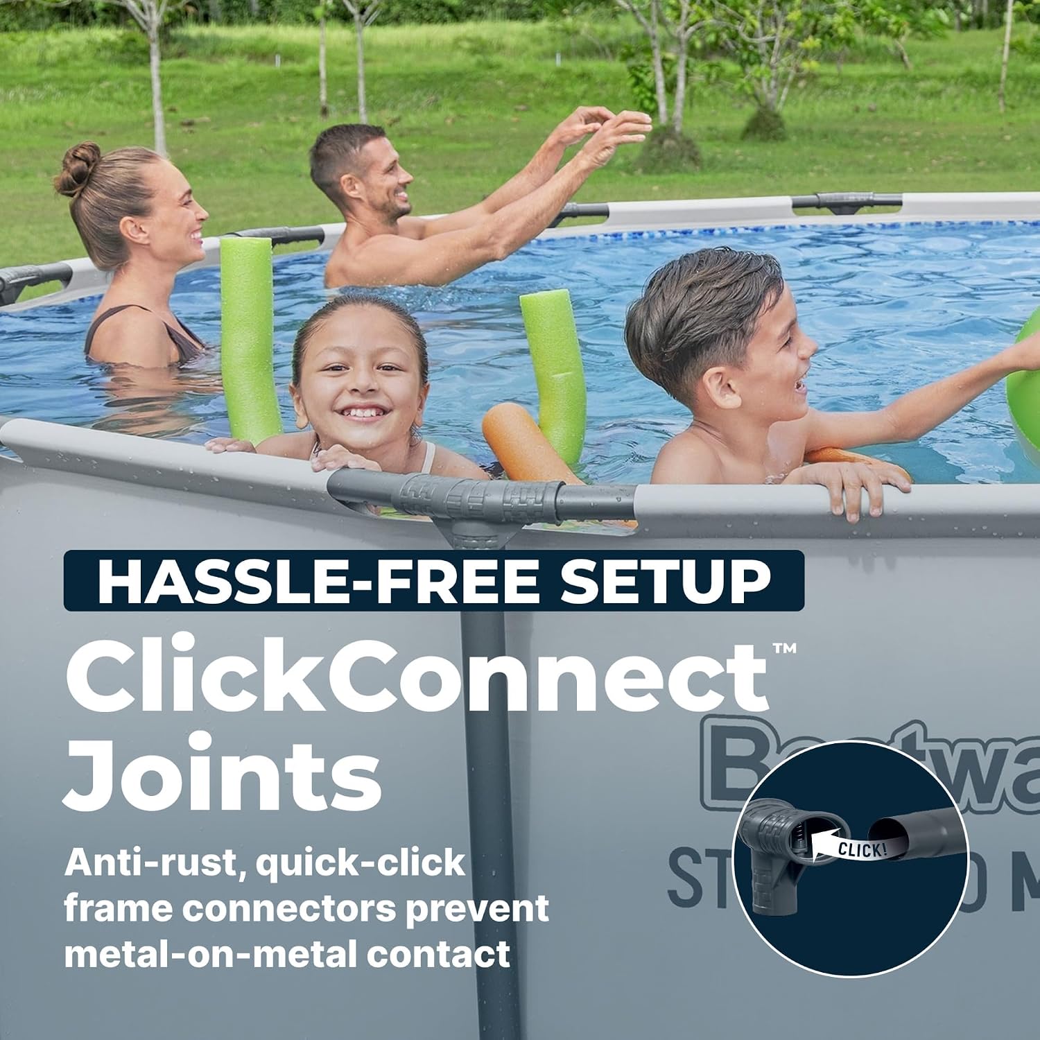 Bestway Steel Pro MAX 14' x 48' Above Ground Pool, Round Metal Frame Outdoor Swimming Pool Set with Filter Pump, Ladder, and Cover, Gray