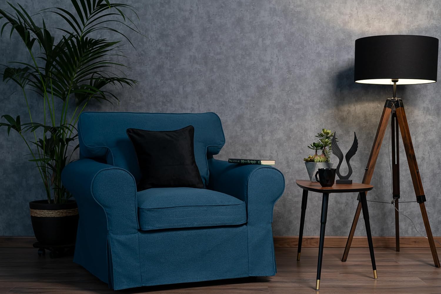 MASTERS OF COVERS Ektorp Armchair Cover for The IKEA Ektorp Chair Slipcover Replacement (Dark Ocean)-Not Fit for Uppland Series Sofa (Armchair Cover Only!)