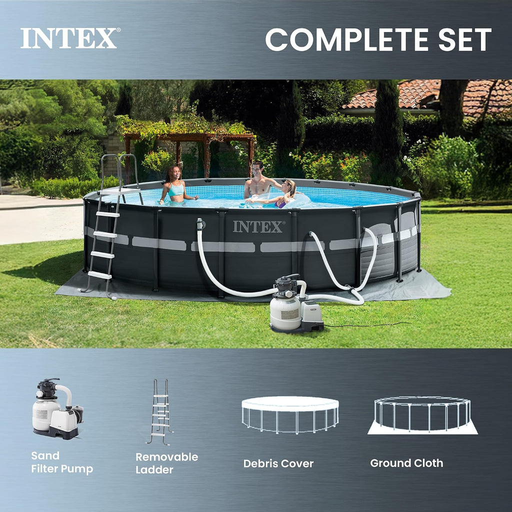 INTEX 26329EH Ultra XTR 18ft x 52in Above Ground Swimming Pool Set with Sand Filter Pump and Cleaning Maintenance Kit