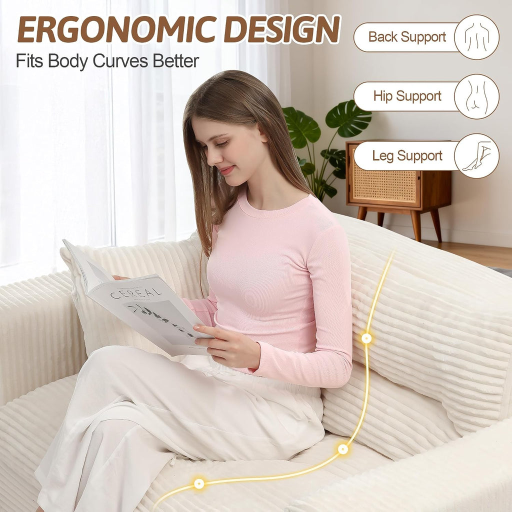 Convertible Sofa Bed, Pull Out Boneless Couch Loveseat Floor Sofa Bed with Pillows, 2-Seater Folding Sofa Loveseat Boneless Couch for Living Room, Bedroom, Apartment, Office (Beige)