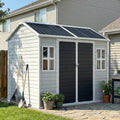 Restland 8x6 FT Resin Storage Shed with Floor Large Outdoor Shed Waterproof Plastic Garden Sheds for Patio, Backyard, Lawn