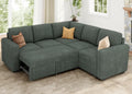 HONBAY Modular Sectional Sleeper Sofa with Pull Out Bed, Corduroy L Shaped Couch with Storage, Sectional Couches for Living Room, Green