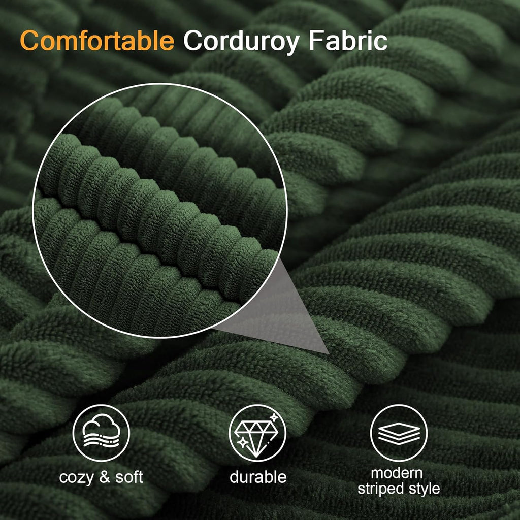 COMAX Convertible Sofa Bed, Folding Floor Couch Corduroy Fold Out Couch Bed Futon Sleeper Mattress with Pillows, Boneless Sofa Comfy Lounge Loveseat for Living Room Bedroom, Green