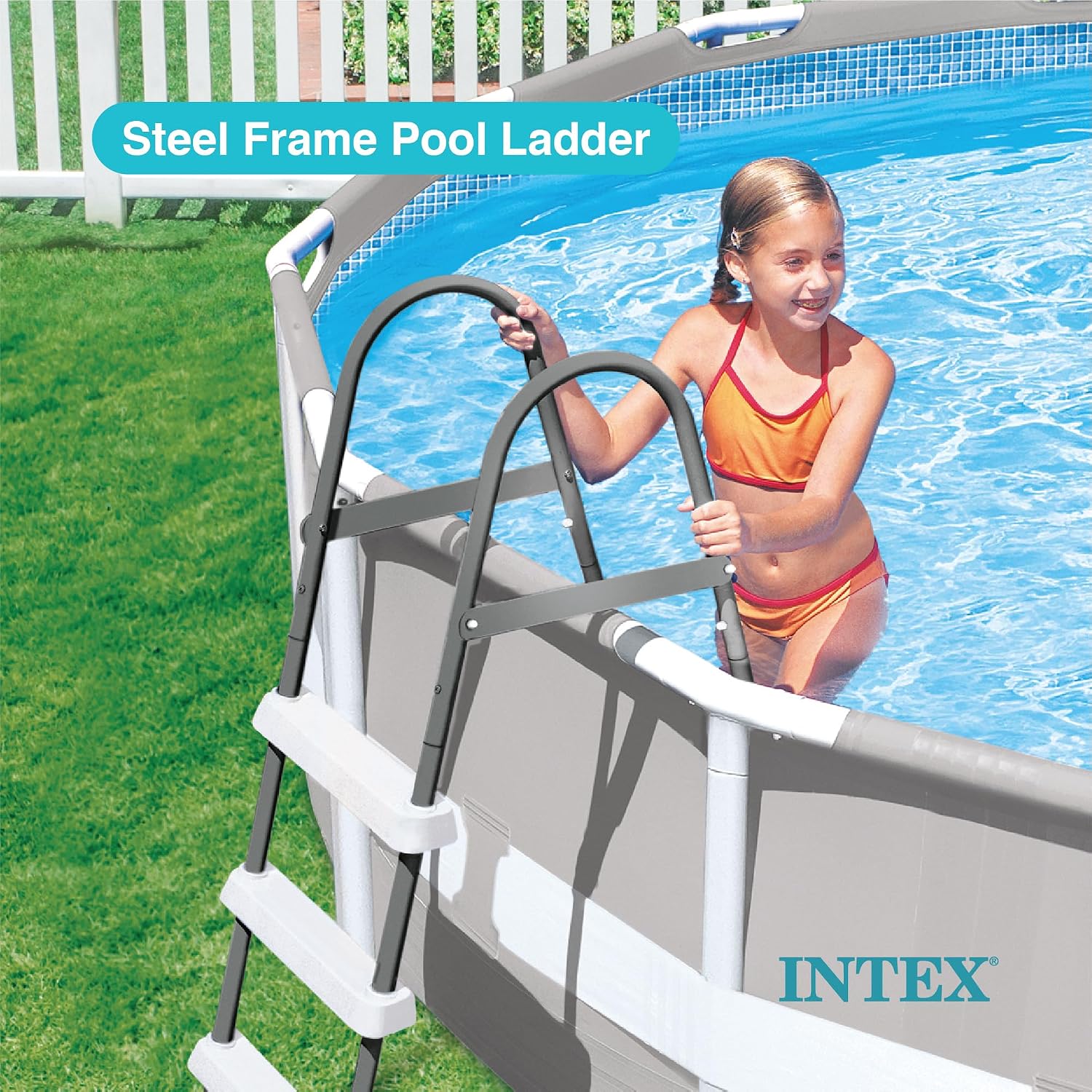 INTEX 26701EH Prism Frame Above Ground Swimming Pool Set: 10ft x 30in – Includes 330 GPH Filter Pump – Removable Pool Ladder