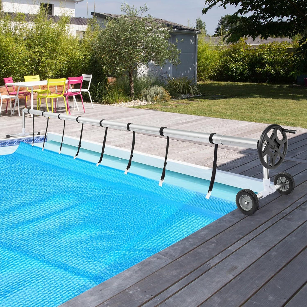 VINGLI 18 Feet Solar Cover Reel Set for Inground Swimming Pool - Aluminum Blanket Reel (18ft)