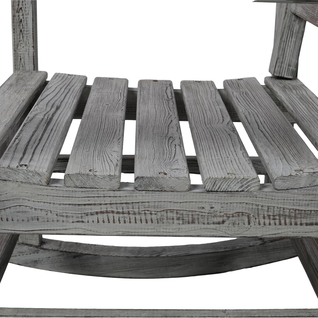 Oversized Wooden Rocking Chair for Porch & Patio 330lbs Capacity Wood Rocker with Wide Seat High Backrest & Armrests Outdoor Indoor Chair for Garden, Balcony, Living Room, Grey