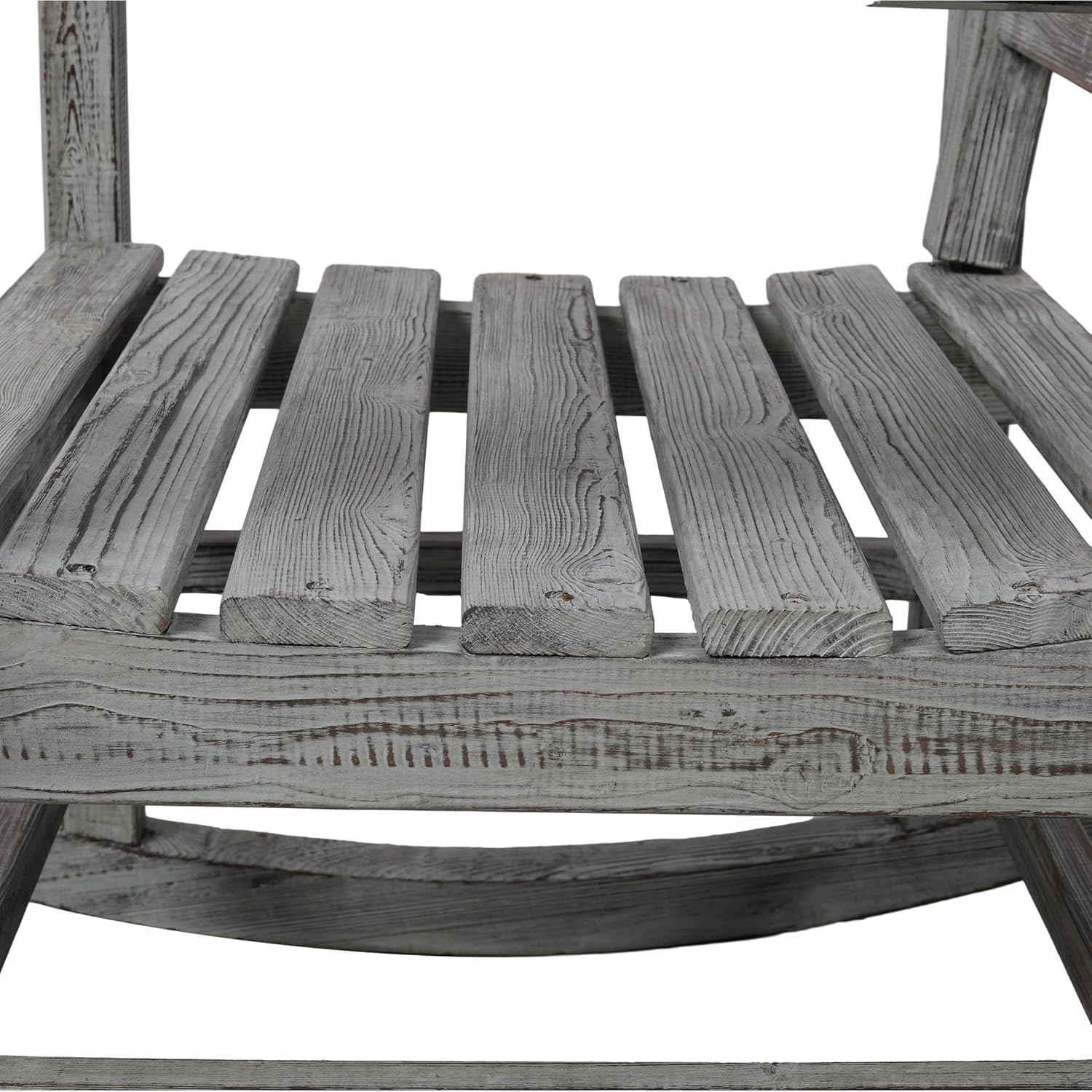 Oversized Wooden Rocking Chair for Porch & Patio 330lbs Capacity Wood Rocker with Wide Seat High Backrest & Armrests Outdoor Indoor Chair for Garden, Balcony, Living Room, Grey