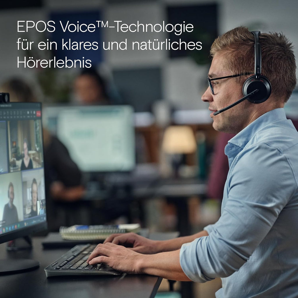 EPOS Impact 1060T Professional Double-Sided Wireless Headset for PC, EPOS AI Noise Cancellation, Super Wideband Audio, BrainAdapt Comfort, Bluetooth, Microsoft Teams Certified, Ideal for Long Calls