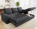 VanAcc 96' Sleeper Sofa, Sofa Bed Couch with Storage Chaise, Sleeper Couch with Pull Out Bed for Living Room(Grey)