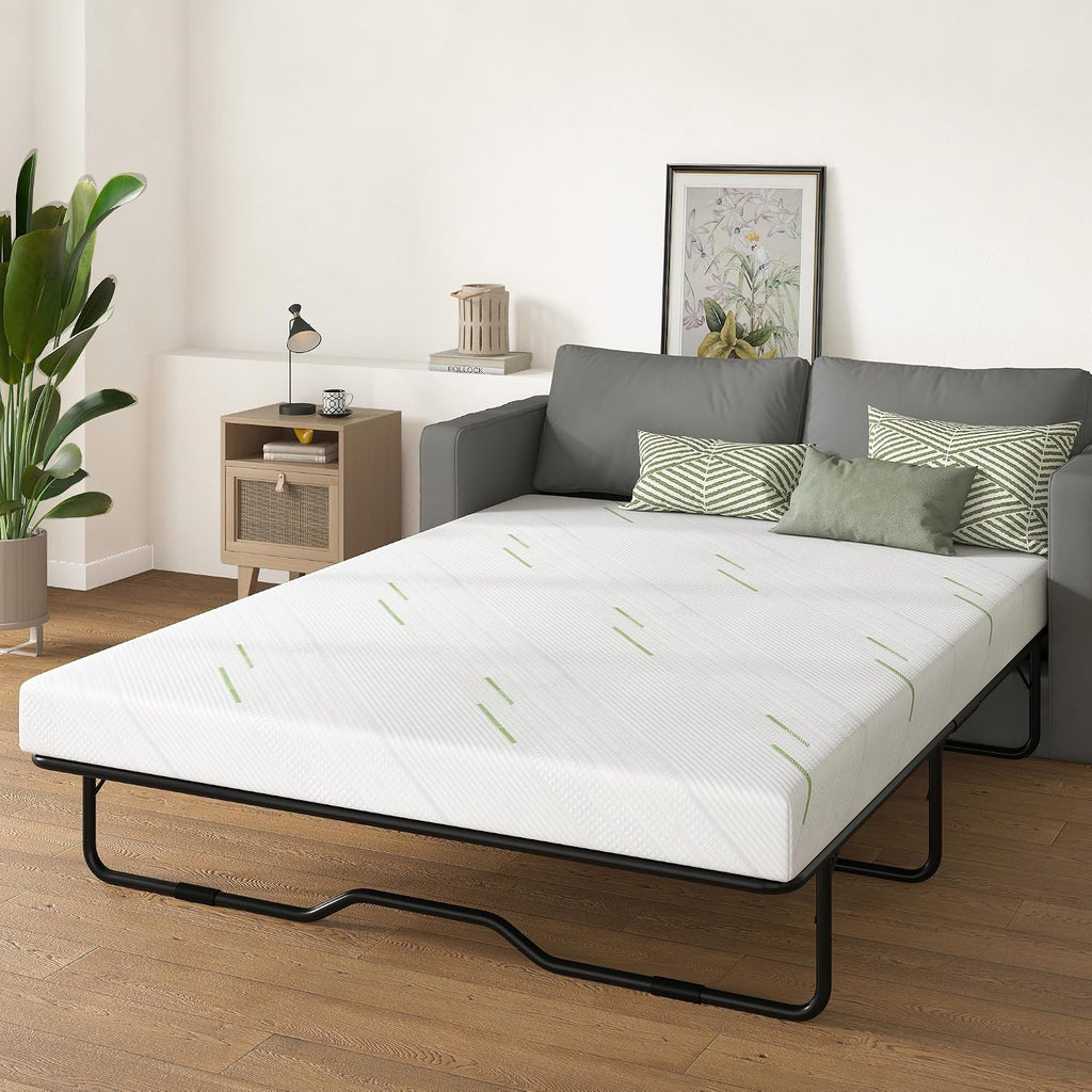 4 Inch Sofa Mattress Queen Size, Gel Memory Foam Infused, with Removable Washable Cover, for Sleeper Sofas, Pull Out Bed, Guest Room, RVs, Boats