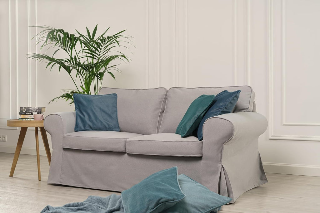 MASTERS OF COVERS Ektorp Loveseat (2 Seat) Sofa Cover Replacement Slipcover for IKEA Two Seater Ektorp Slipcover (Smoke Grey)-NOT fit Uppland Series Sofa