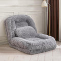 Upholstered Human Dog Bed for Adult & Pets, Convertible Lazy Sofa Bed with 5 Adjustable Position, Comfy Tatami Bean Bag Lounge Chair with a Soft Pillow for Bedroom Living Room (Light Gray Fluffy)