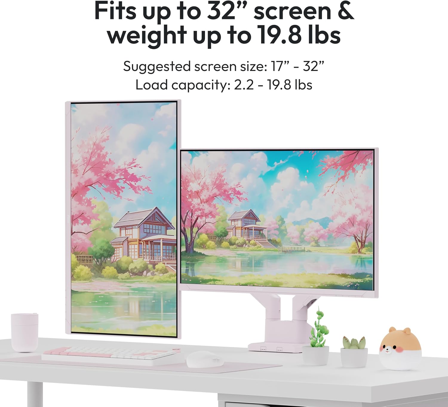 Pixio Two PX279 Wave Pink 27 inch 240Hz Refresh Rate FHD 1080p Resolution Fast IPS Panel 1ms GTG Resonse Time Gaming Monitor and PS1D Wave Pink Dual Monitor Arm - Fits up to 32 inches and 19.8lbs