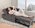 SEJOV Sofa Bed 4-in-1 Convertible Sofas & Couches, 3-Seat Linen Fabric loveseat Sofa with 2 Throw Pillow, Single Recliner for Small Space with 5 Adjustable Backrest, Dark Grey