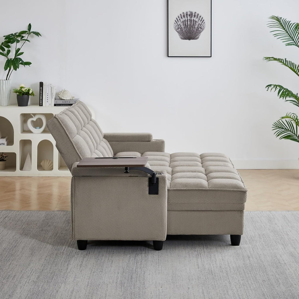 oaaktu Queen Size Sleeper Sofa Couch with Pullout Bed,Convertible Pull Out Adjustable Backrest for Small Spaces,Apartment, Guest Room (1113-khaki)