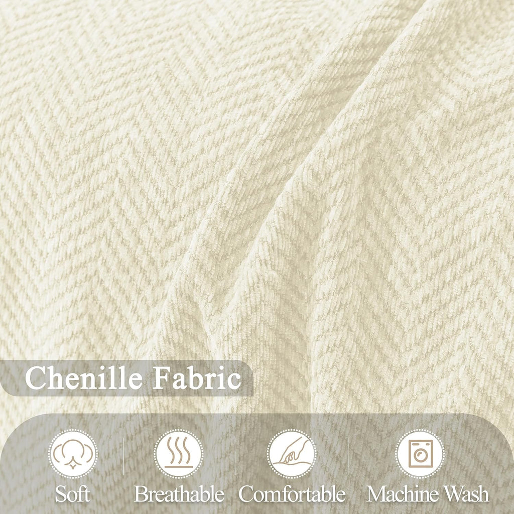 ALIECOM Corner Sectional Couch Covers L Shape Sofa Cover with Tassel Chenille Soft Thick U Shaped Sectional Slipcovers Washable Furniture Protector for Pets Dogs Cats (Beige, 91x275 Inch)