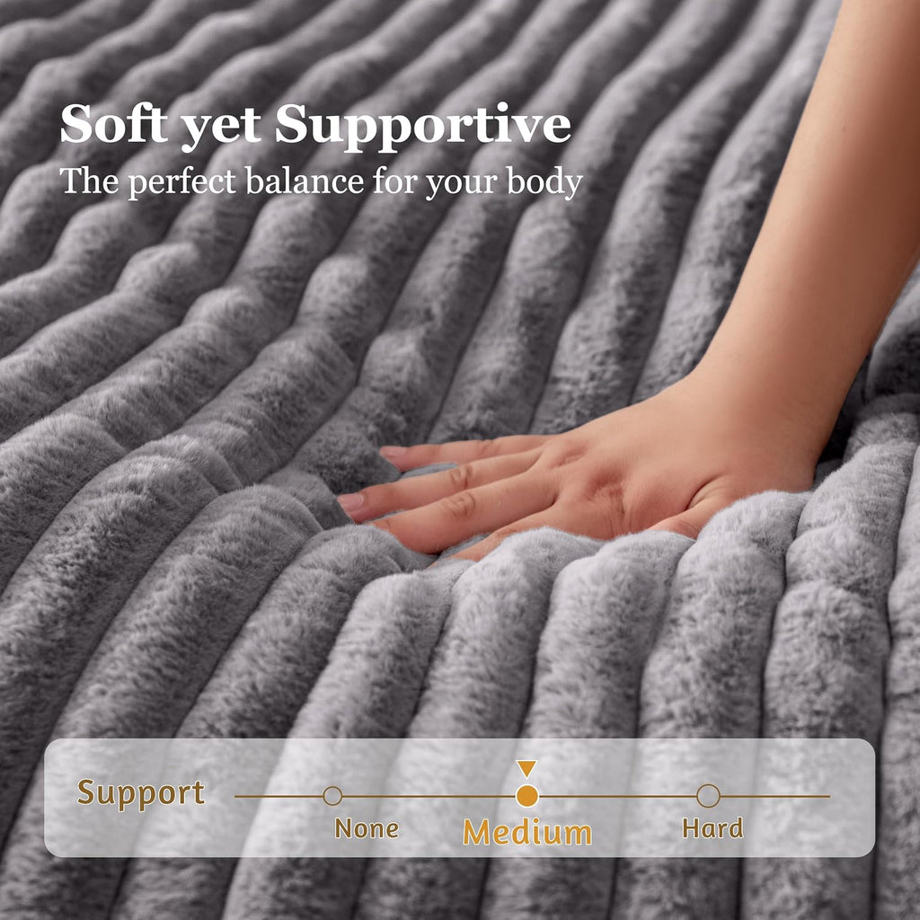 YOSHOOT 8 Inches Futon Mattress, Thick Futons Sofa Bed Couch, Floor Mattress for Adults, Shredded Foam Filling(Frame Not Included), Medium Firm，Queen Size