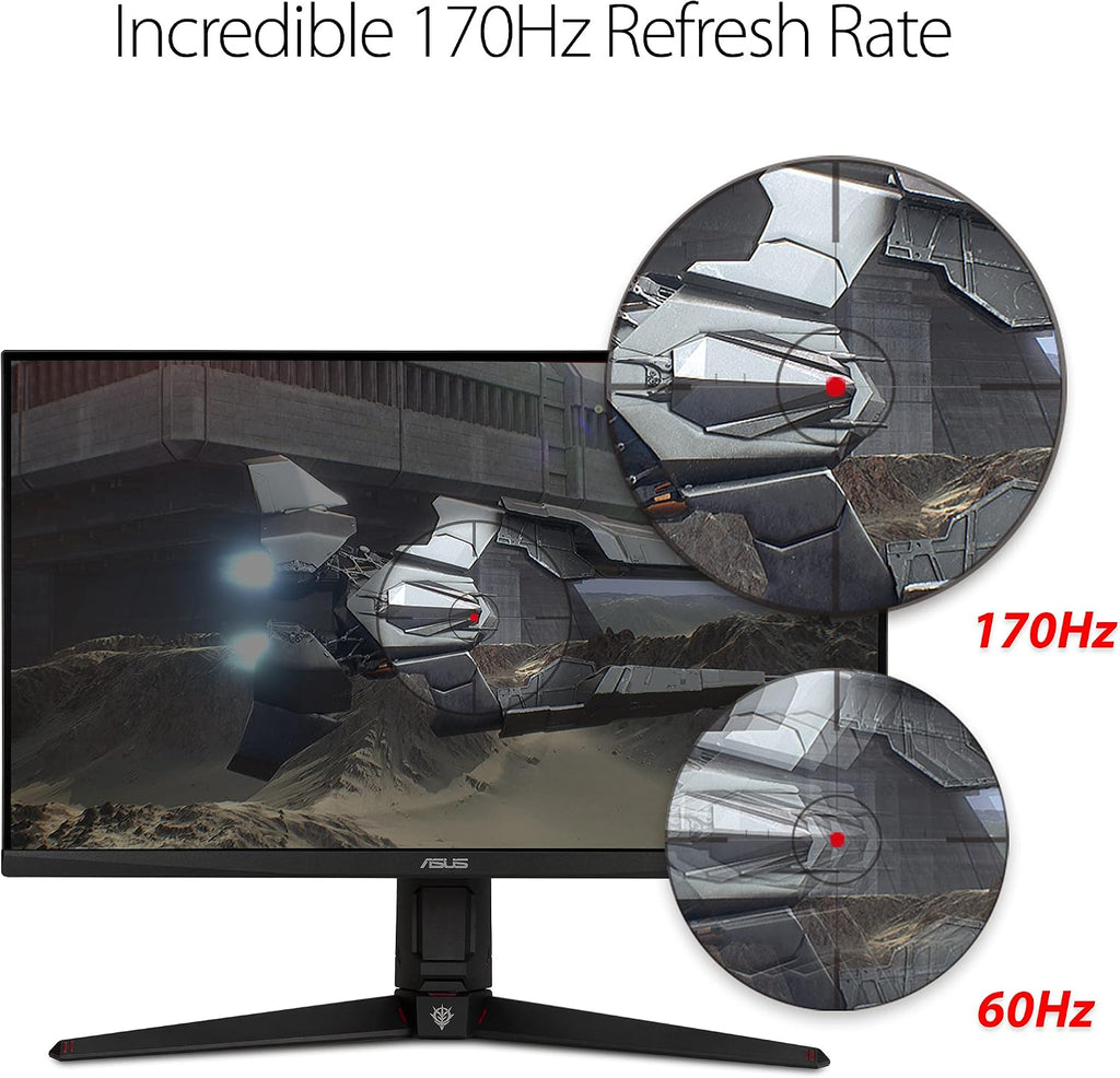 ASUS TUF Gaming 27' 1440P HDR Monitor (VG27AQGL1A) ZAKU II Edition - QHD (2560 x 1440), 170Hz, 1ms, IPS, G-SYNC Compatible, Extreme Low Motion Blur Sync, 130% sRGB, Eye Care, DisplayPort, HDMI, USB