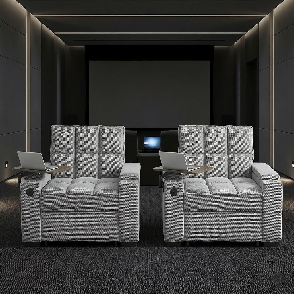 Auvsoce 3-in-1 Folding Convertible Sofa Bed Set of 2, Sleep Couch with Modern Chenille Fabric, 360° Swivel Side Table, Easy Assembly, Perfect for Living Room & Home Theater